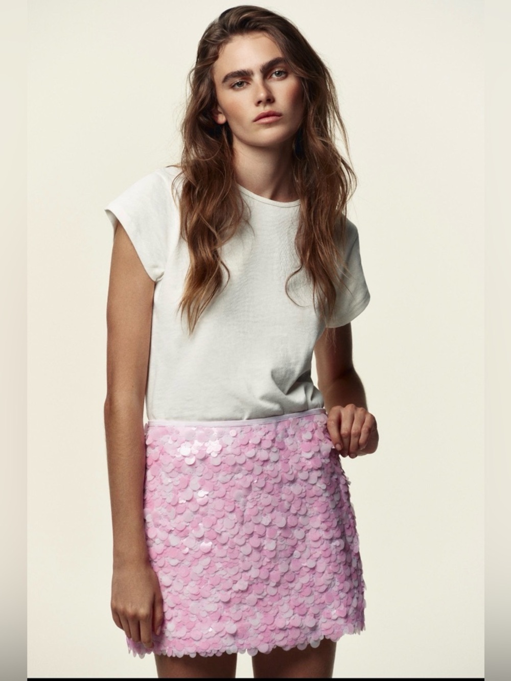 Zara Pink Sequin Mini Skirt